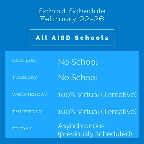 School Schedule: Feb 22 - 26 - Hill Elementary