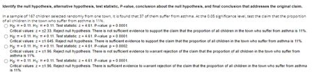 Solved Identify the null hypothesis, alternative hypothesis, | Chegg.com