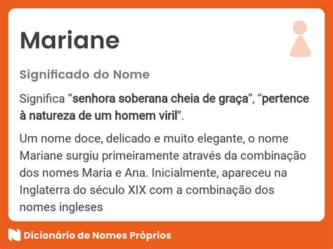 Significado Do Nome Mariane Dicionário De Nomes Próprios