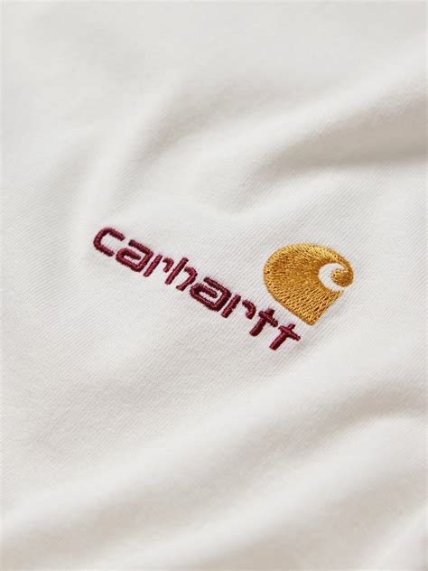 Carhartt Wip American Script Logo Embroidered Cotton Jersey T Shirt White Carhartt Wip