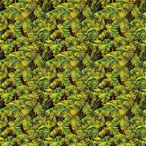 Abstract Green Tropical Leaves Seamless Pattern For Fabric Or Textile