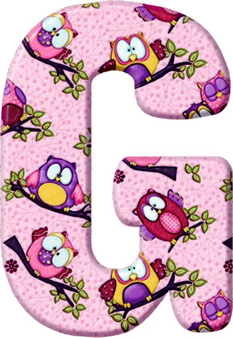 Abecedario Rosado con Búhos de Colores Pink Alphabet with Owls Oh