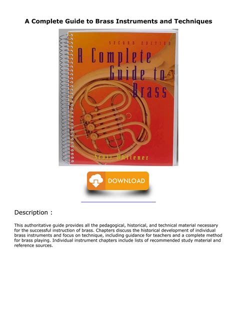 ⭐pdf⚡ Download A Complete Guide To Brass Instruments And Techniques By Alisonjonesase Issuu