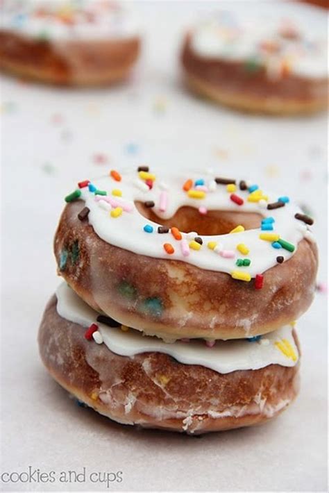 Double Glazed Funfetti Donuts Desserts Delicious Desserts Donut Recipes