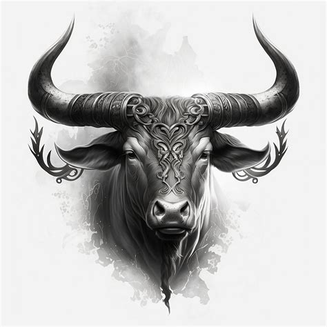 Bull Tattoo Design White Background PNG File Download High Resolution ...