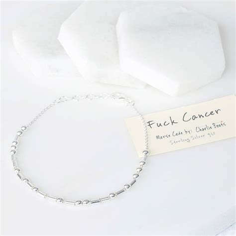 Fuck Cancer Sterling Silver Morse Code Chain Bracelet By Charlie Boots