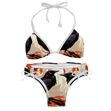 Crow Detachable Sponge Adjustable Strap Bikini Set Two Pack Ideal For