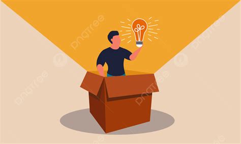 Innovation Open Box And Think Outside For Business Education Idea Lamp Png And Vector With