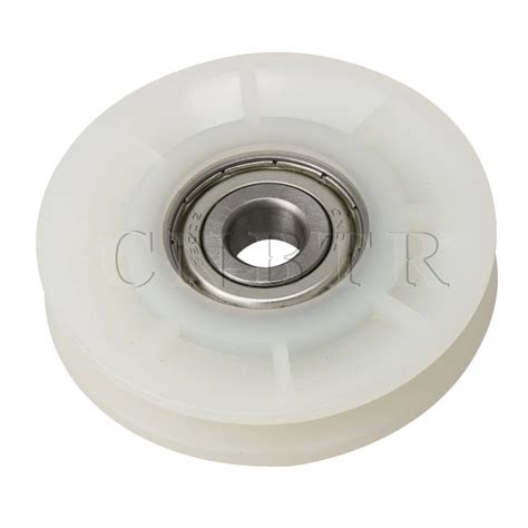 CNBTR 60mm OD 10mm ID White Nylon Bearing Steel Cable Pulley Wheel