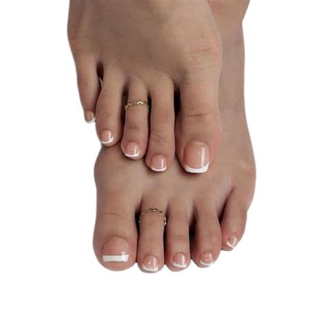 Short White French Tip Toenail Presser Square, Lightweight and Fitting