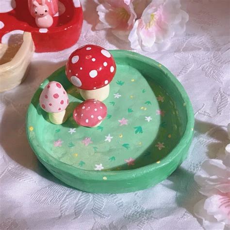 Frog Mushroom Clay Jewelry Dish Duck Tray Frog Decor Etsy