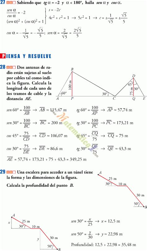 TRIGONOMETRIA 4TO DE SECUNDARIA ESO EJERCICIOS RESUELTOS