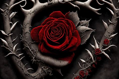 Premium AI Image | red rose with thorns