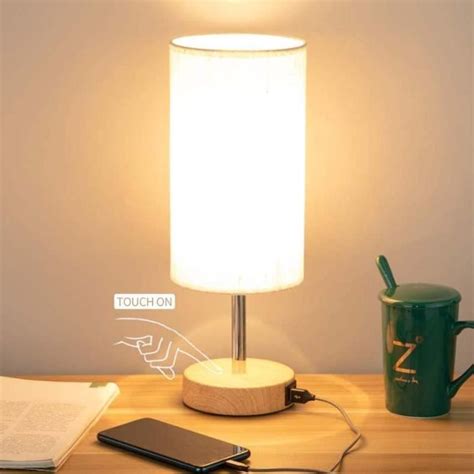 Lampe de Chevet avec Ports de Charge USB Contrôle Tactile 3