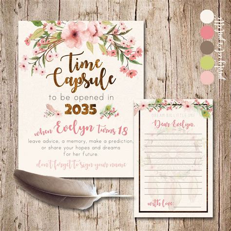 Floral Time Capsule Sign Boho First Birthday Time Capsule Etsy