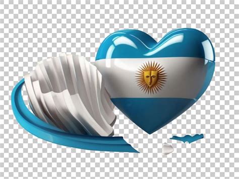 3d banderas del corazón de argentina en un fondo transparente Archivo