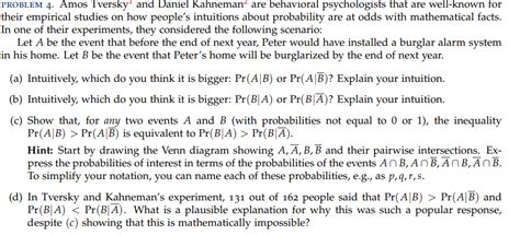 Solved Problem Amos Tversky And Daniel Kahneman Are Chegg