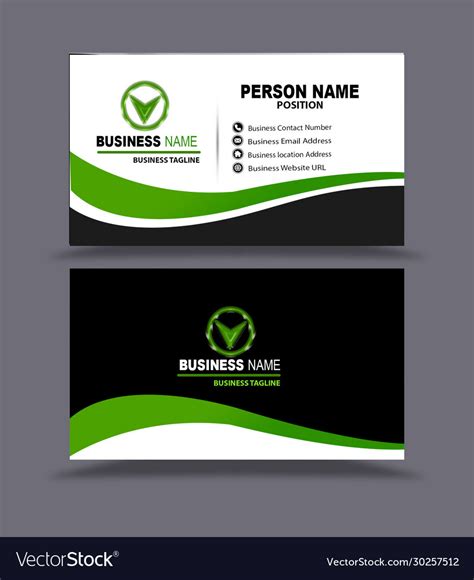 Black green white business card template Vector Image