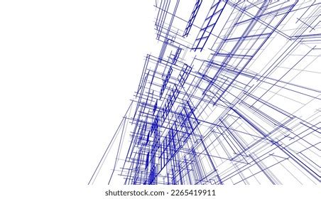 Architectural Sketch Modern Building Vector Illustration Stock Vector ...