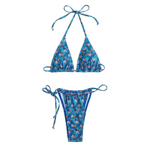 DGQPLPD Women S Brazilian Two Piece Bikini Set Triangle String Thong