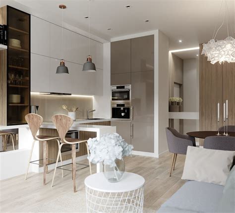 Интерьер кухни студии - 25 фото