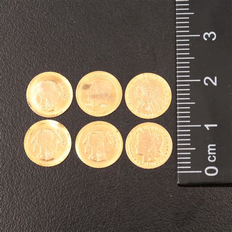 Six Tiny Gold-Plated Replica Coins | EBTH