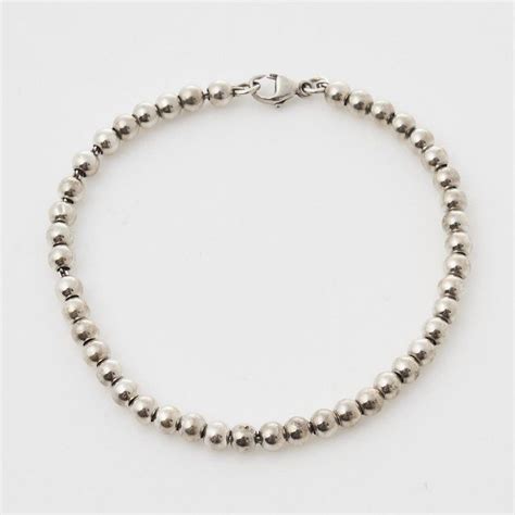 Mm Sterling Silver Beaded Bracelet Cm Length Bracelets Bangles