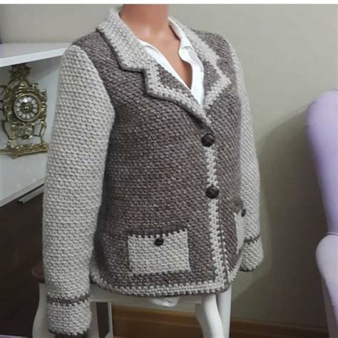 örgü kece deri canta on Instagram Jacket pattern Crochet