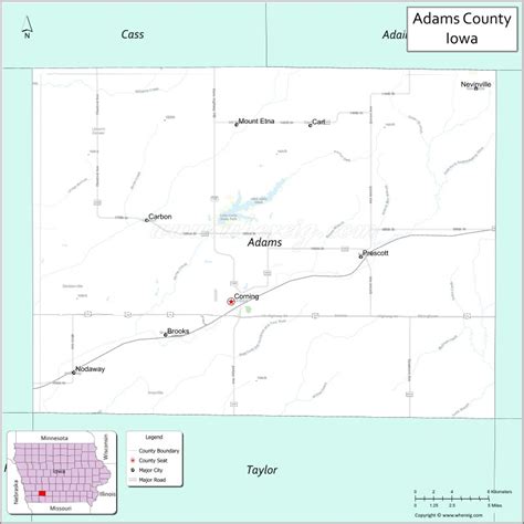 Map Of Adams County Iowa Showing Cities Highways And Important Places Check Where Is Adams