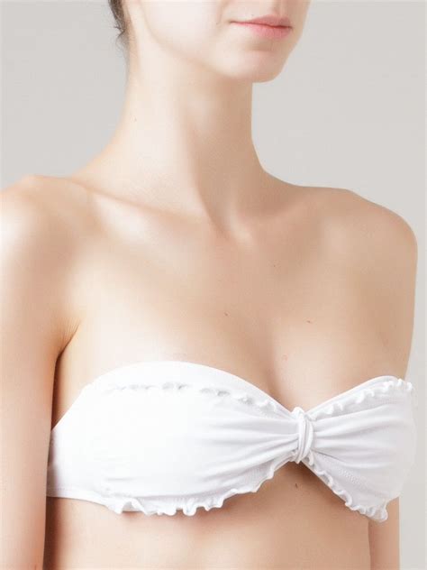 Amir Slama Ruffled Trim Bandeau Bikini Top White Farfetch