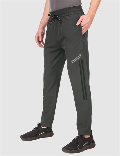 Fitinc Ns Lycra Dryfit Grey Track Pants With Zipper Pockets Fitinc