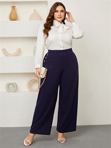 Shein Mulvari Pantalones De Pierna Ancha Con Dise O De N Moda De