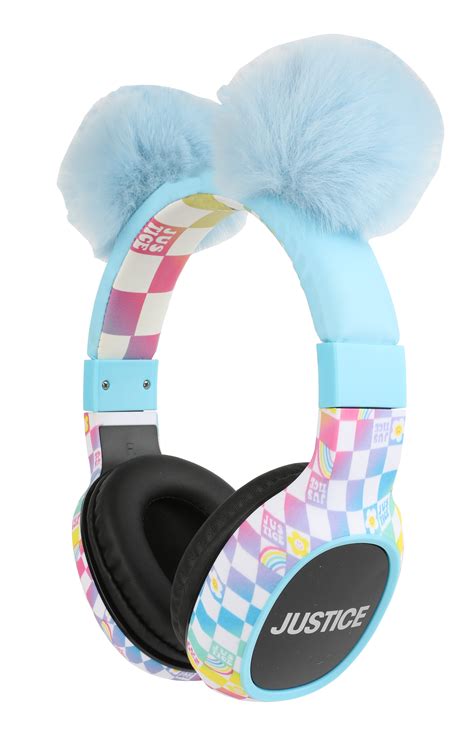 Justice Portable Wireless Bluetooth Headphone With Plush Pom Poms Blue