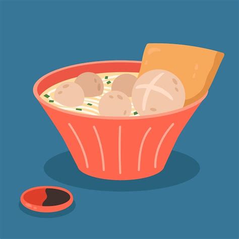 Premium Vector Indonesian Meatball Soup Cartoon Vector