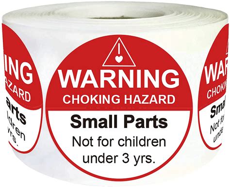 Choking Warning Labels 1.5" Red Small Parts Choking Hazard Stickers ...