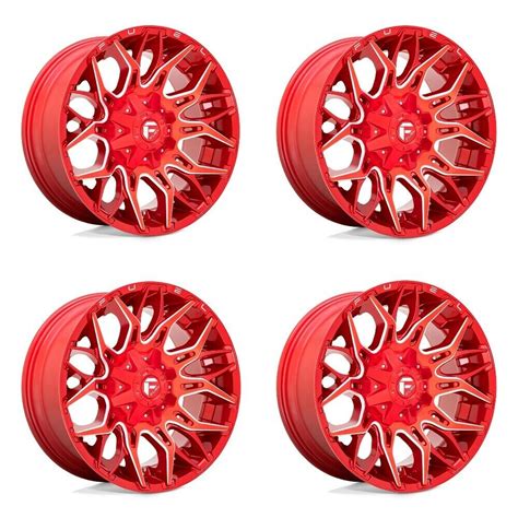 Set 4 Fuel D771 Twitch 22x10 8x180 Candy Red Milled Wheels 22 18mm