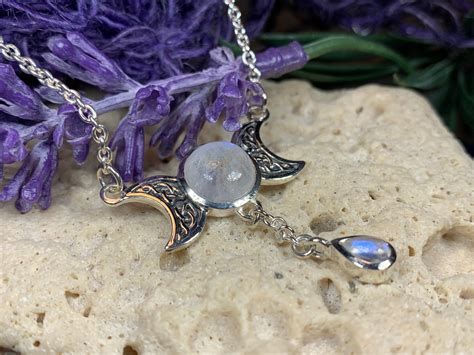 Moon Necklace, Celtic Jewelry, Celestial Jewelry, Crescent Moon, Triple Moon Pendant ...