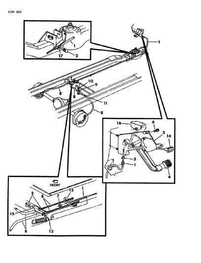 Lever Cables Parking Brake Dodge Ram Van