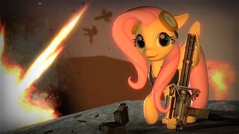 352377 Safe Artist D0ntst0pme Fluttershy G4 3d Explosion Female Gmod Minigun Solo