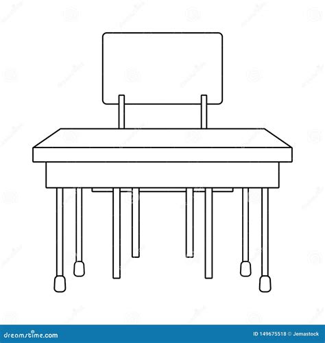 School Desk Icon Cartoon Isolated Black and White Stock Vector ...