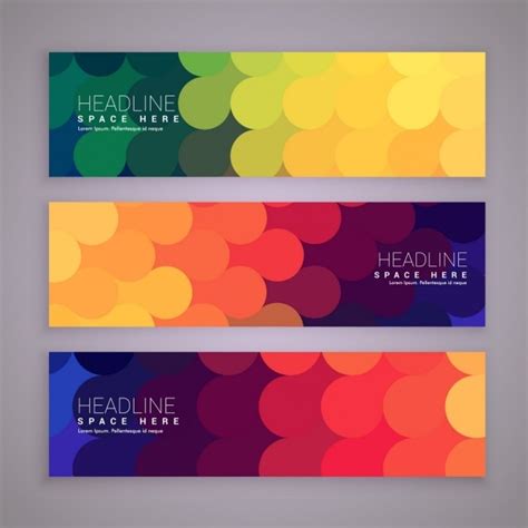 Tres banners geométricos con círculos Vector Gratis