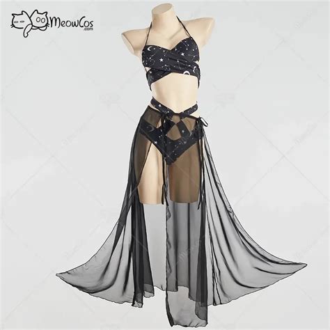 Meowcos Gothic Sexy Bikini Set For Summer Constellation Gothic Black