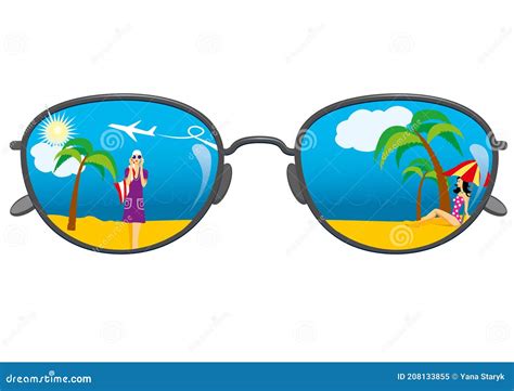 Beach Reflection Sunglasses Stock Vector Illustration Of Glasses Reflection 208133855