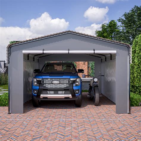 Thanaddo 13 Ft W X 20 Ft D Carport Kits With Galvanized Steel Roof