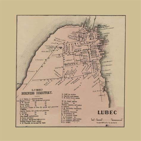 Lubec Village Maine Old Town Map Custom Print Washington Co