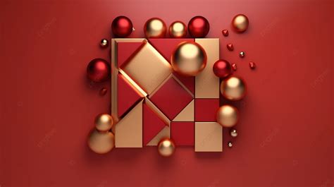 Latar Belakang3d Merender Bentuk Geometris Merah Dan Emas Menciptakan