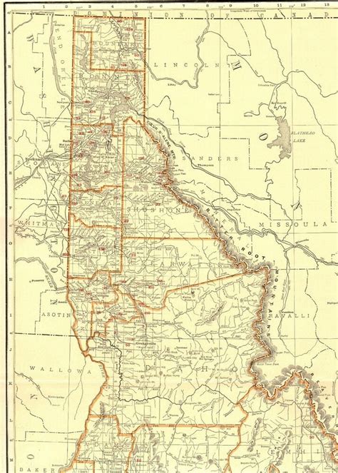 Antique Idaho State Map Vintage Map Of Idaho Railroads Rare Size