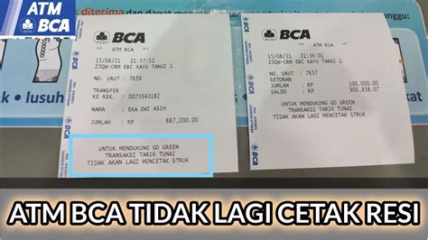 Cetak Resi Di Atm BCA Tidak Ada Lagi Saat Tarik Tunai YouTube