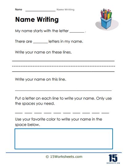 Name Writing Worksheets - 15 Worksheets.com