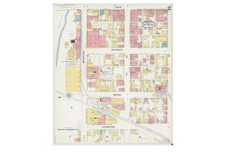 an old map shows the location of several buildings and streets in this ...